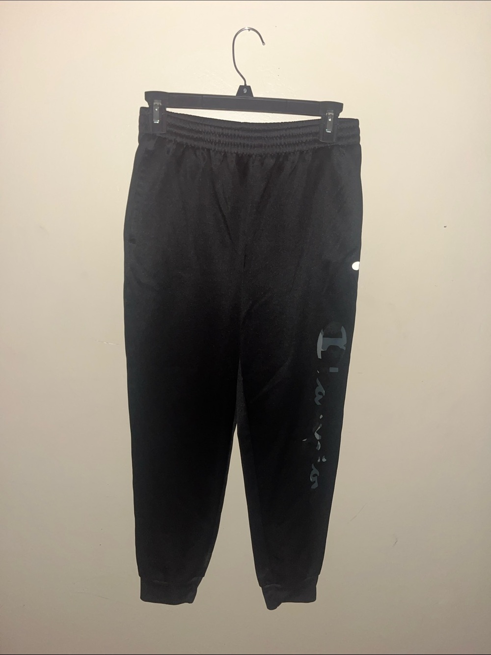 Champion Black Logo Sweatpants with Vertical Side Branding